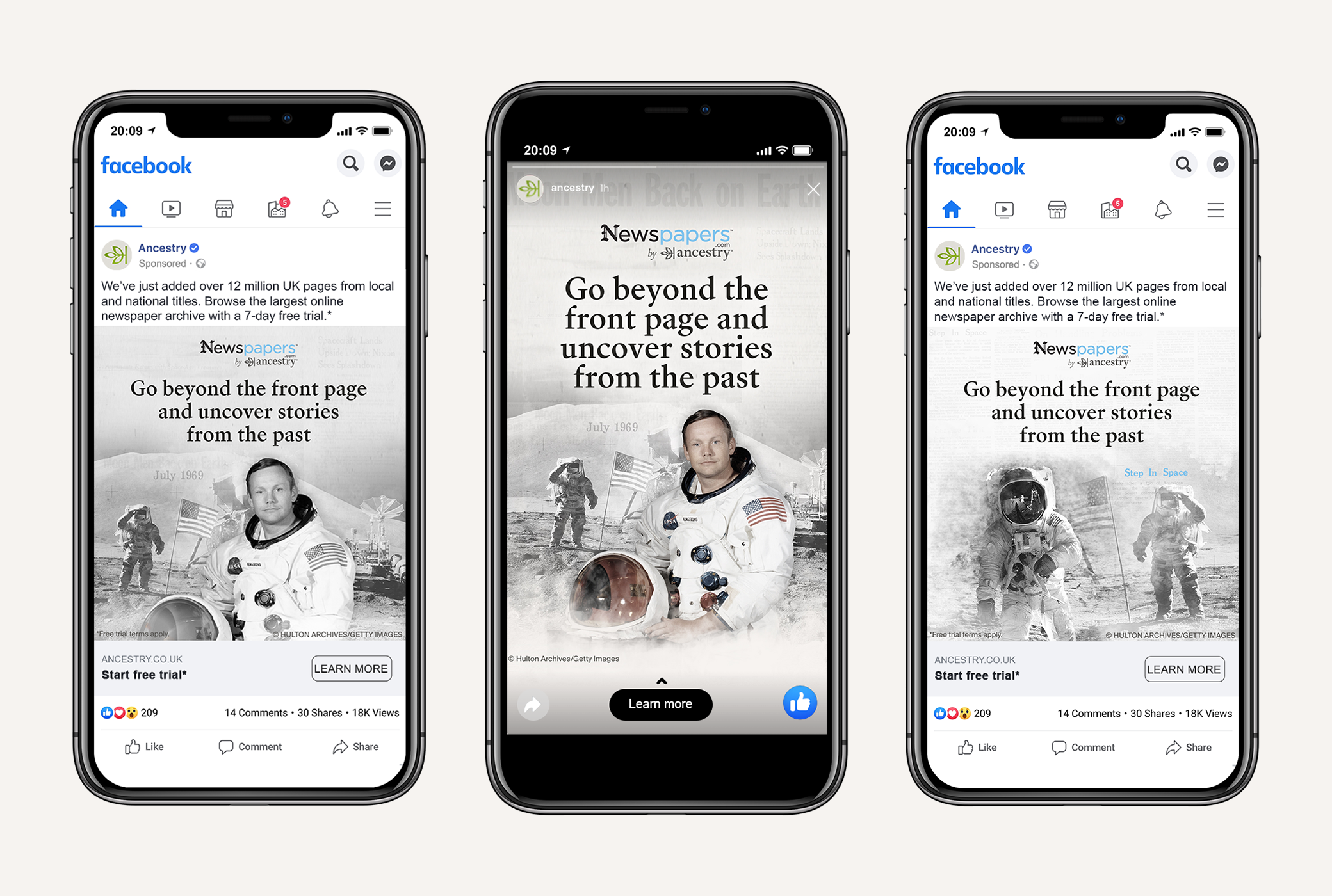 Ancestry July 2022 astronaut montage mobile ads