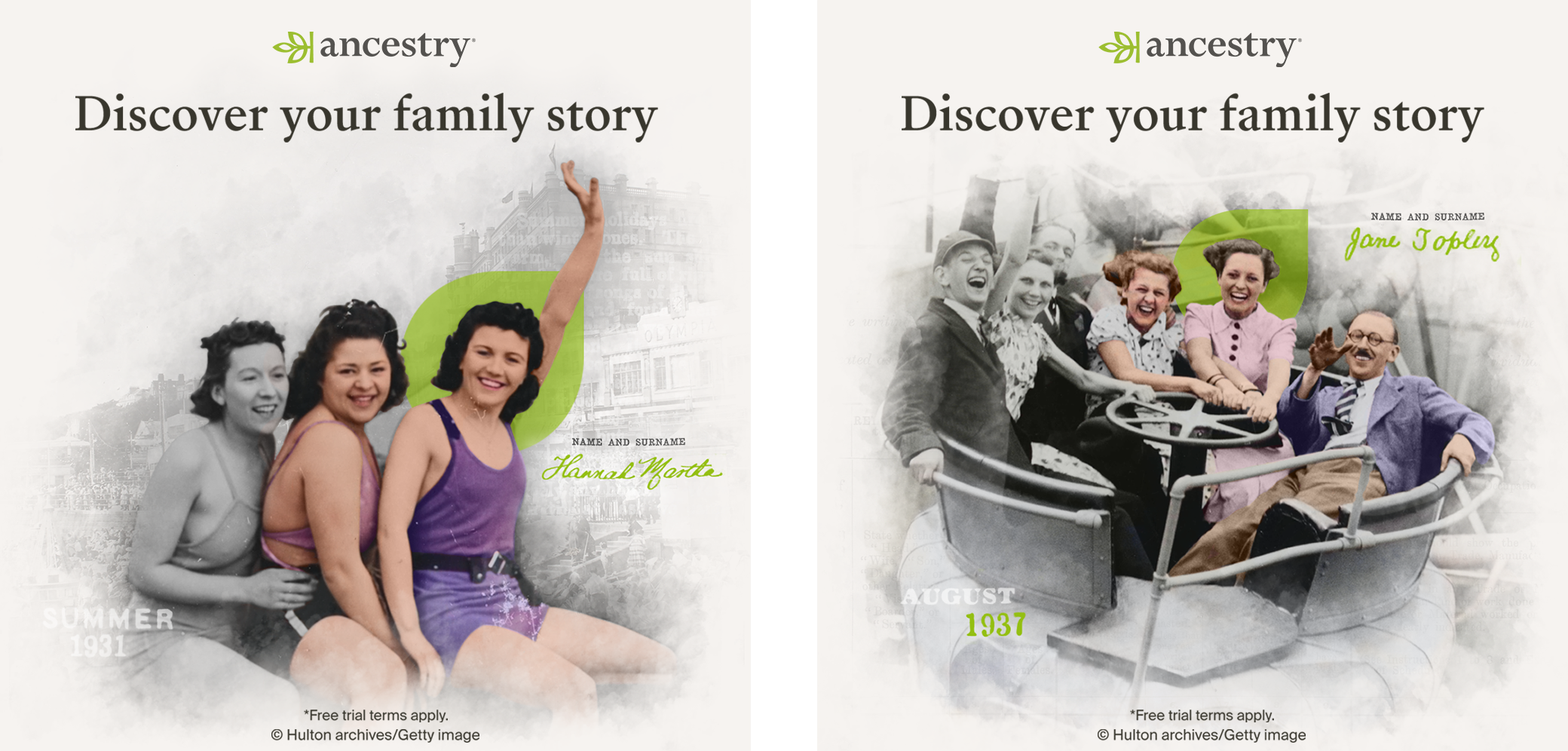 Ancestry montage designs by Jade Smith