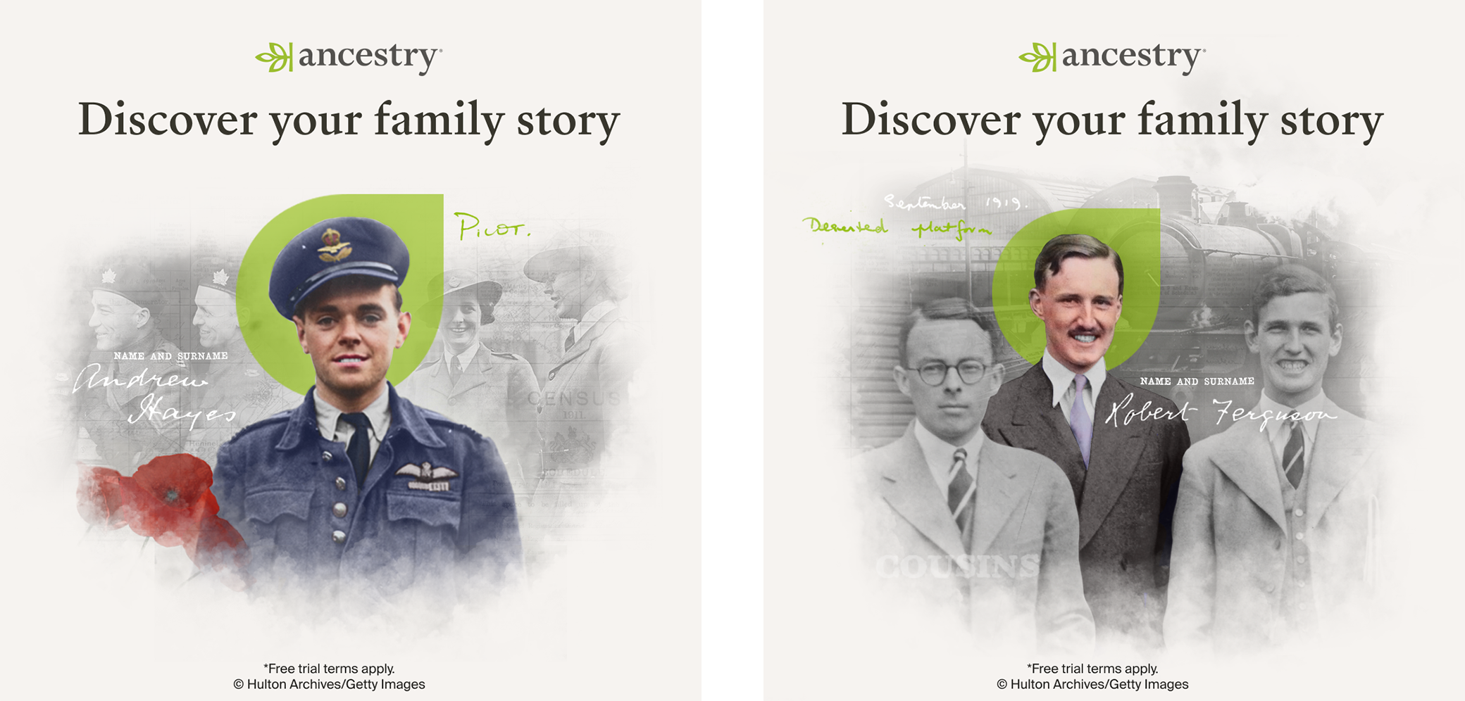 Ancestry montage designs by Jade Smith