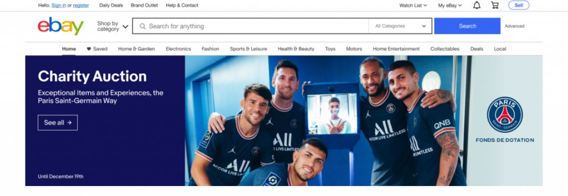 PSG x eBay - Charity Collaboration banner design by Jade Smith