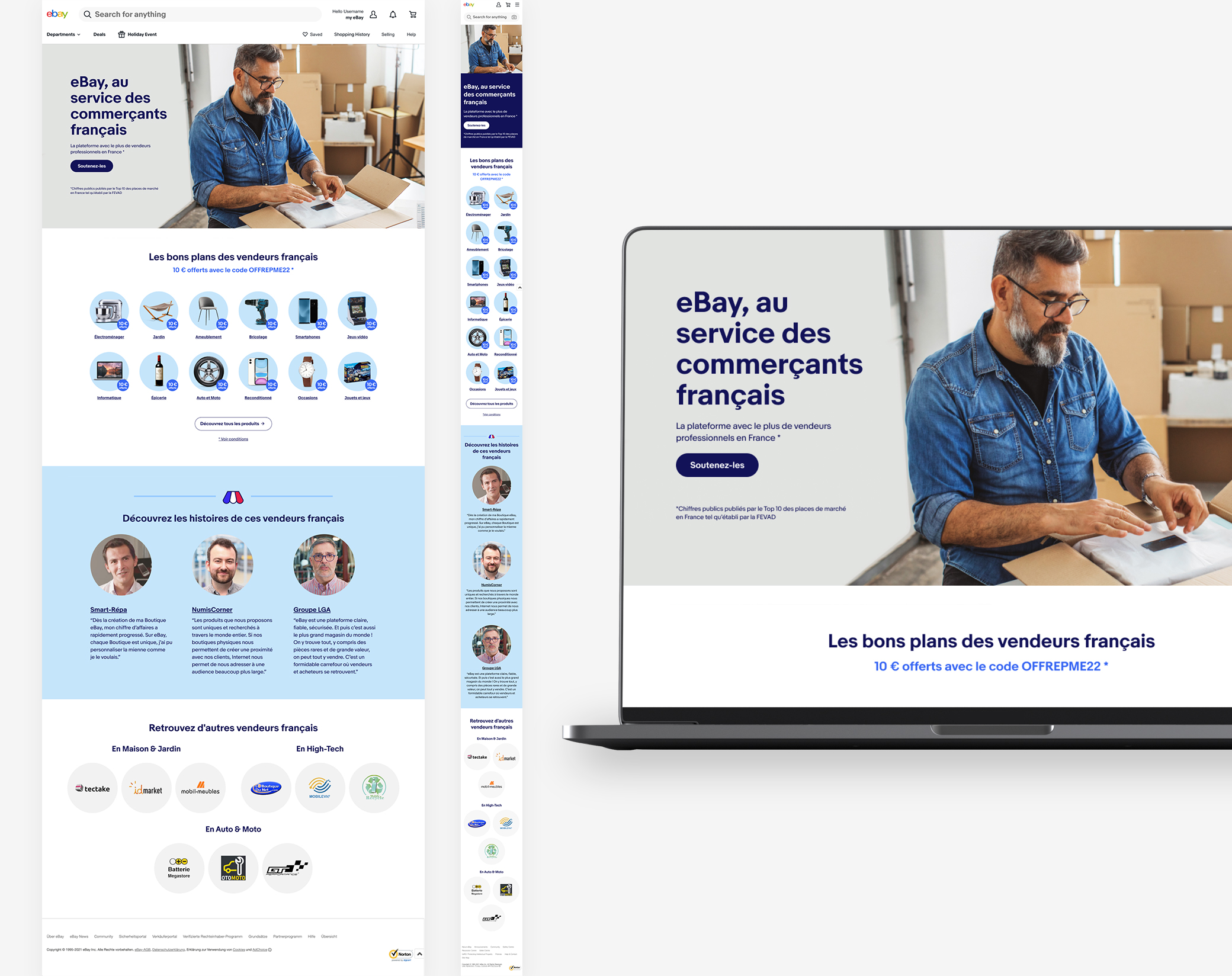 eBay SMB desktop and mobile landing page design by Jade Smith