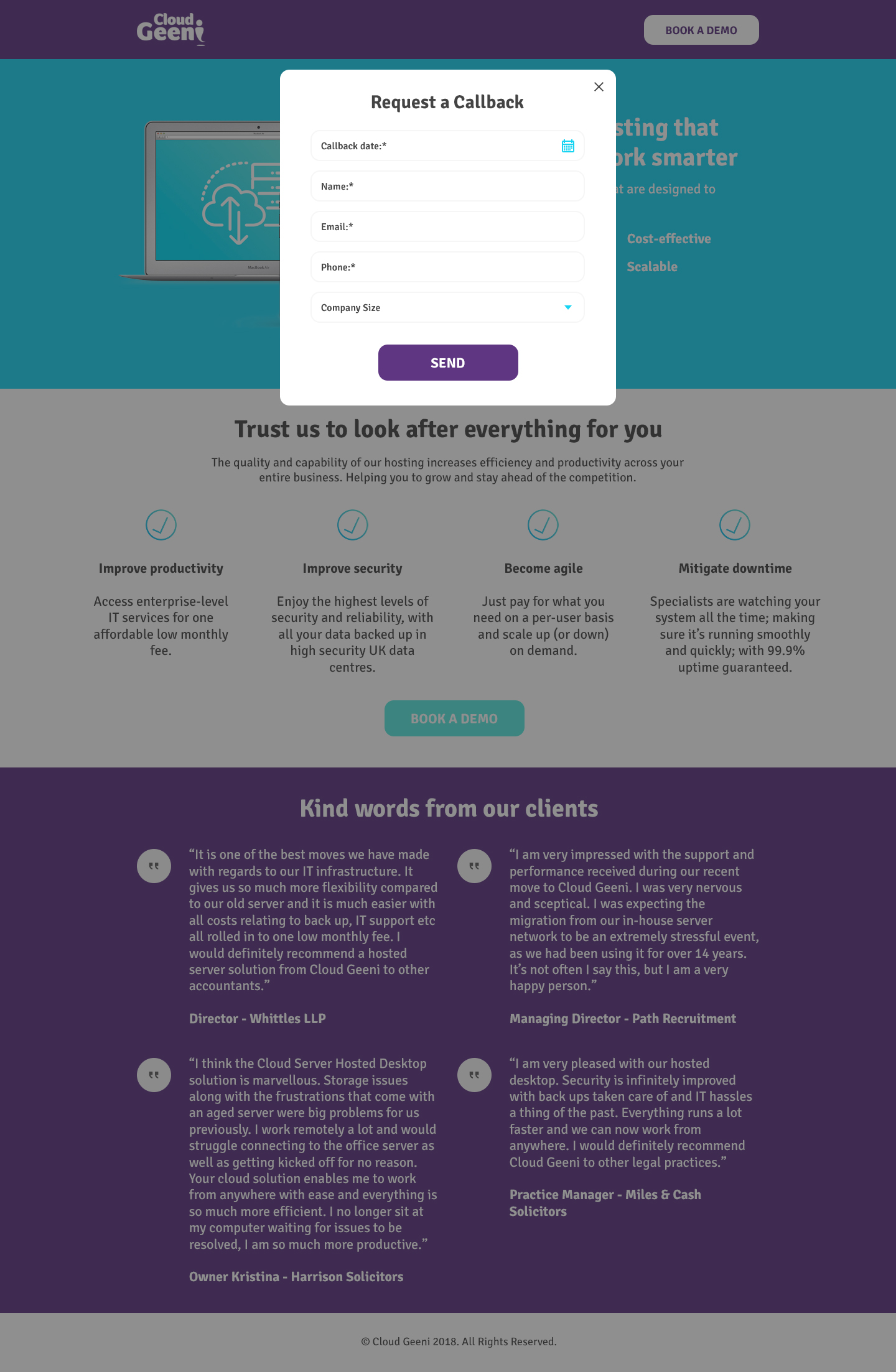 cloud-geeni-demo-landing-page-POPUP Cloud Geeni Landing Page Design by Jade Smith