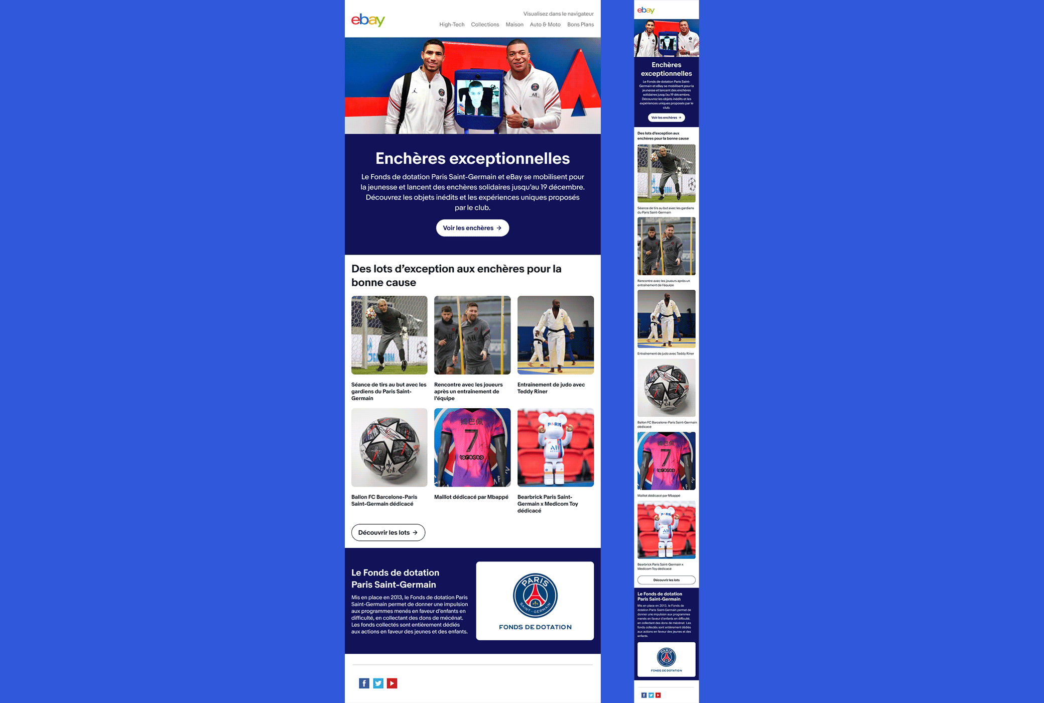PSG x eBay France - Charity Collaboration CRM designs email marketing by Jade Smith