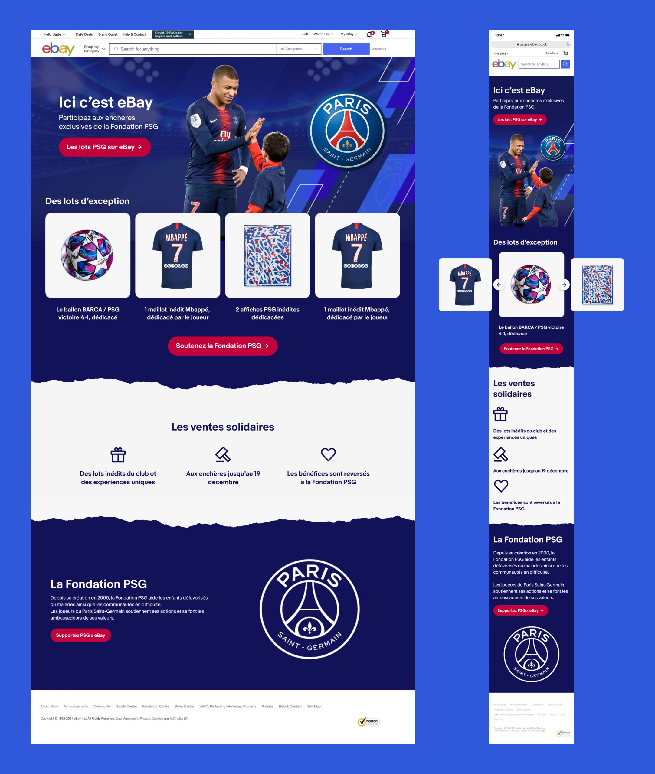 PSG x eBay France - Charity Collaboration Landing Page