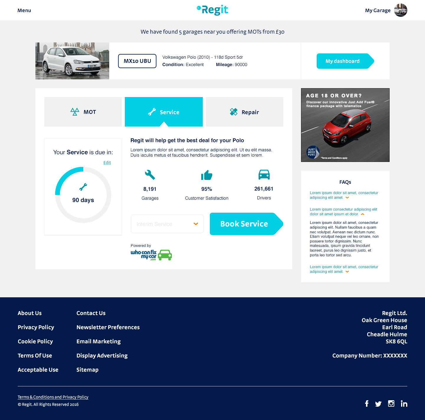 Regit maintain flow website design
