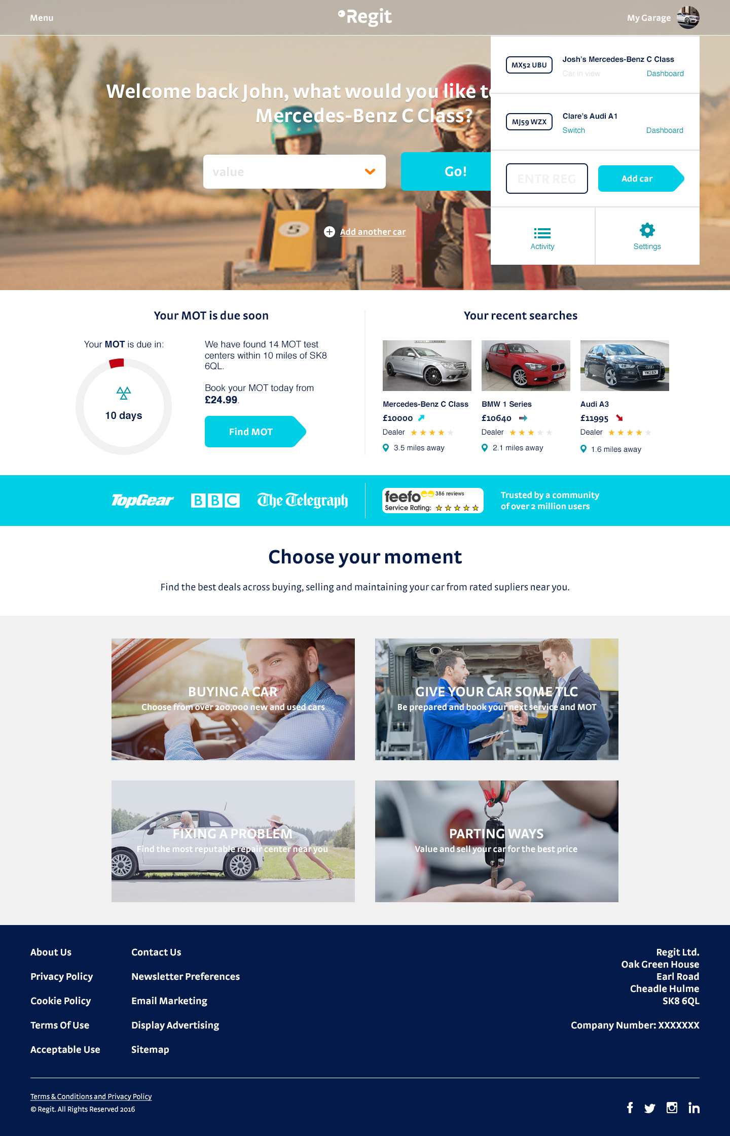 regit-returning-visitor-homepage-v2-2 Regit - Welcome back homepage design by Jade Smith