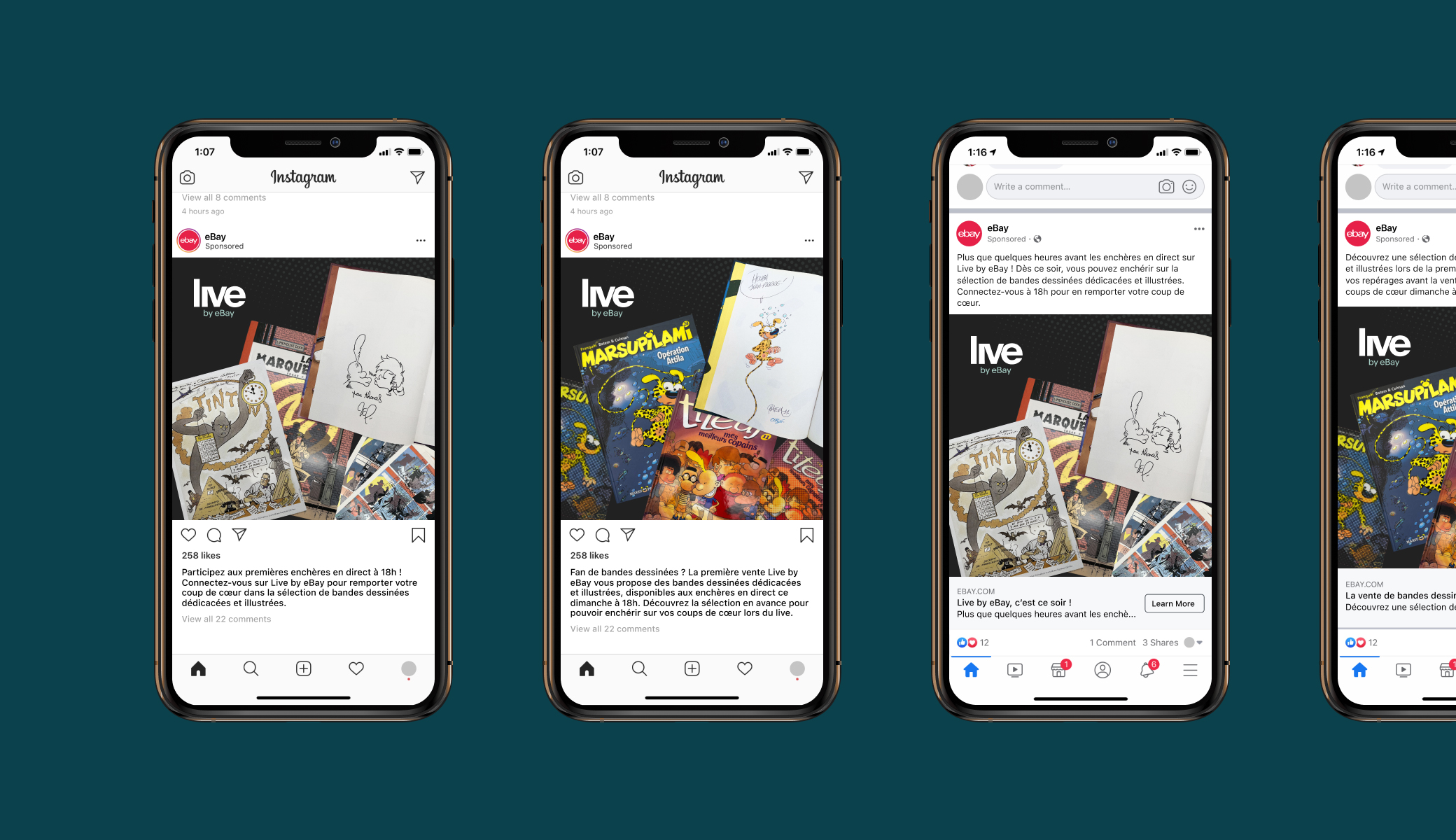 eBay France Live social media post designs by Jade Smith