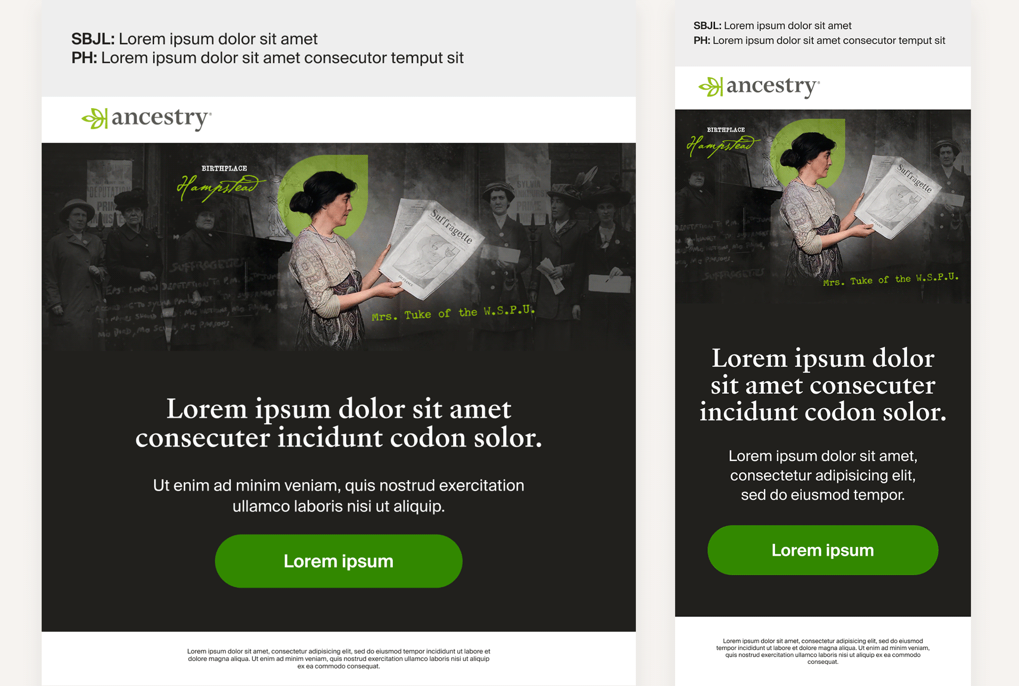 Ancestry women's history month 2023 Figma CRM templates designs by Jade Smith