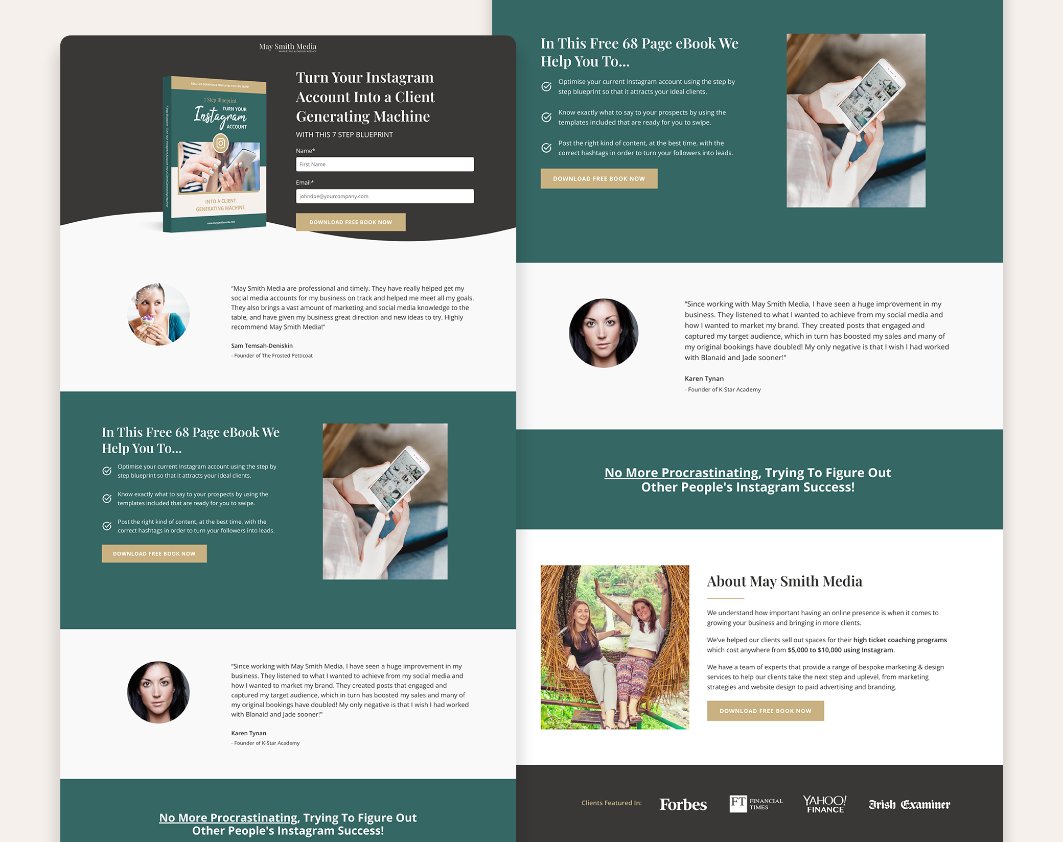 May Smith Media Landing Page Design and Build by Jade Smith