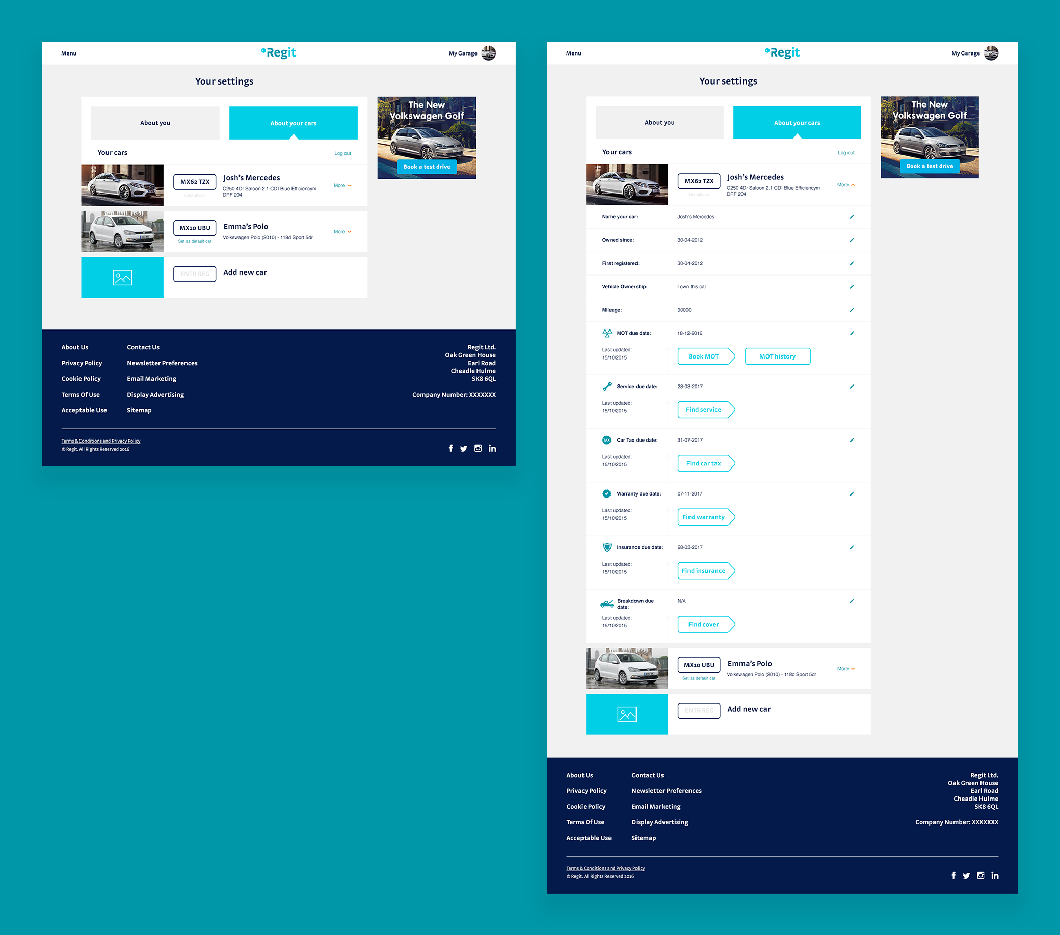 Regit - Settings page design by Jade Smith