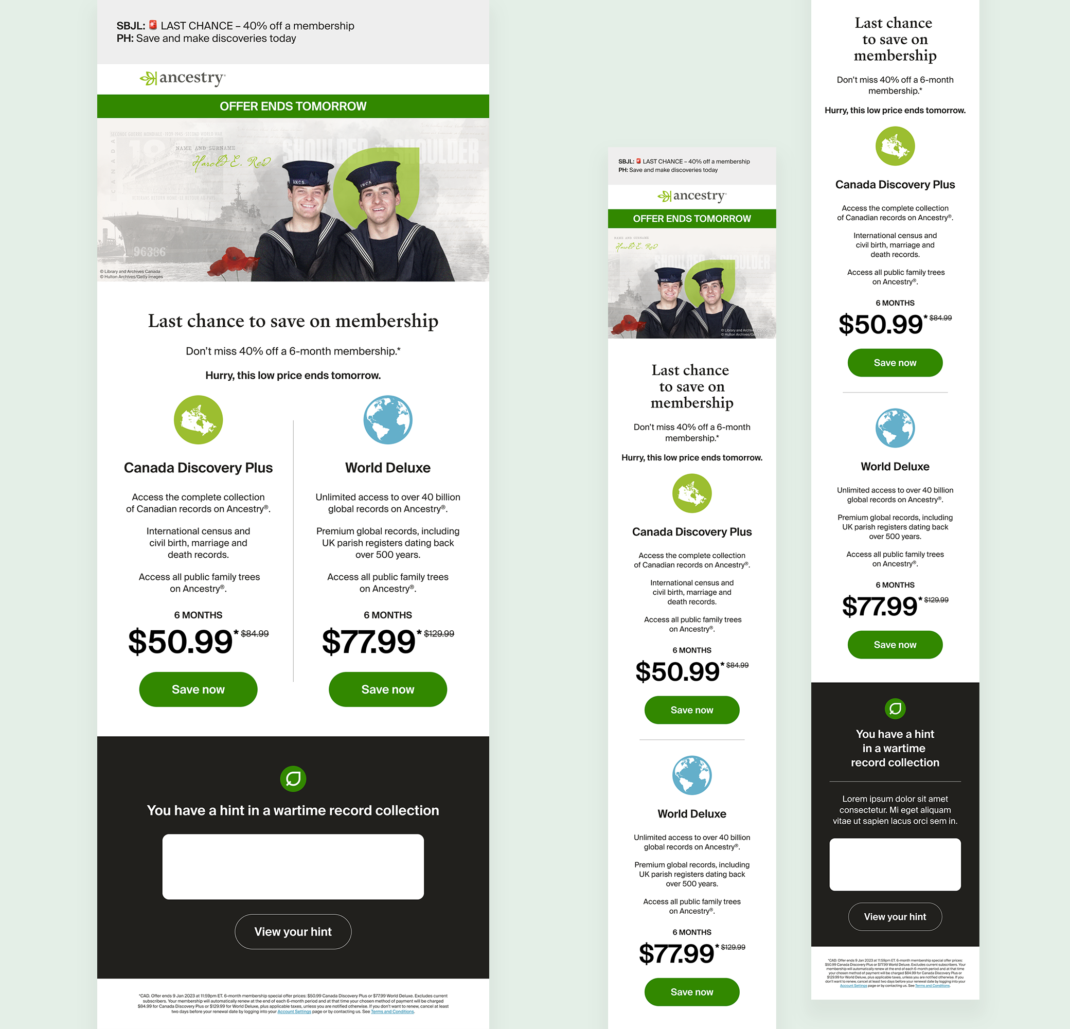 Remembrance CA 2023 CRM email designed by Jade Smith